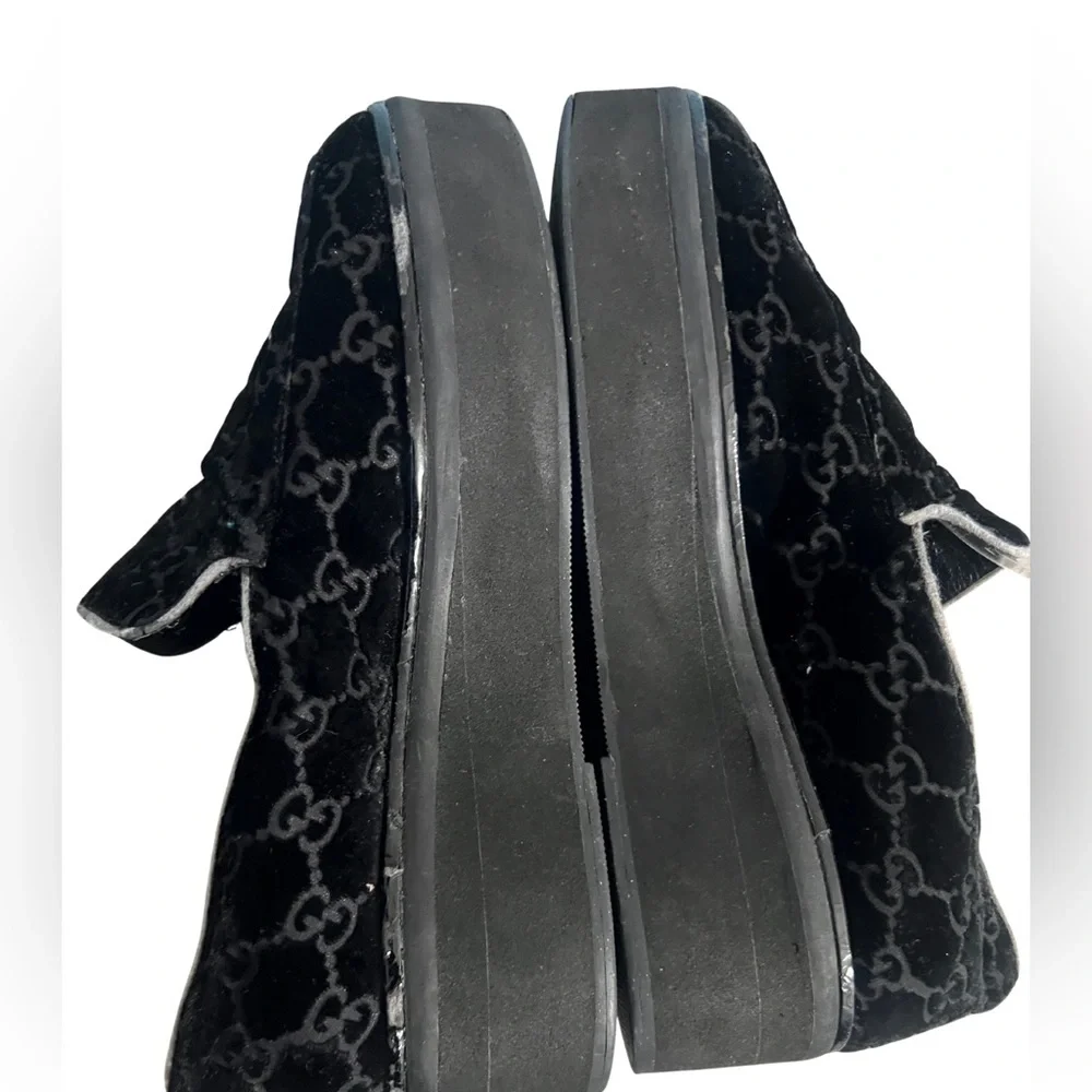 GUCCI Black Suede Double G Platform Loafers - Picture 7 of 13